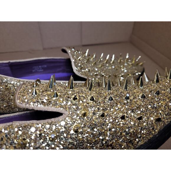 Gently worn *After Midnight Gold Glitter Studded Men’s Shoes Sz. 9, with box main image 5
